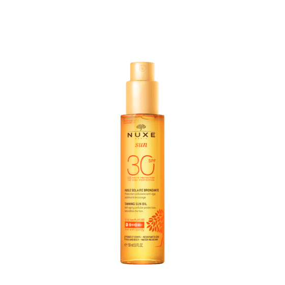 nuxe sun huile bronzante visage et corps 30+ 150ml